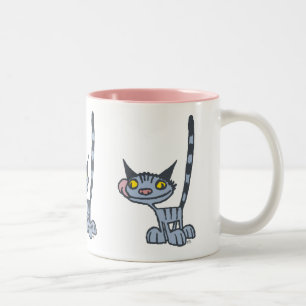 Cat Cat Cool Grey Cartoon Cat Tweekleurige Koffiemok