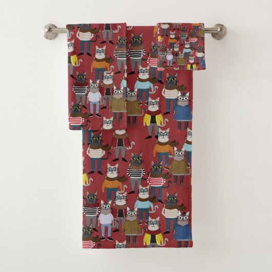 Cat Cat Pattern Bad Handdoek (Insitu)
