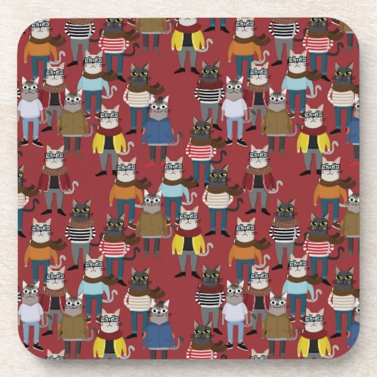 Cat Cat Pattern Bier Onderzetter (Voorkant)