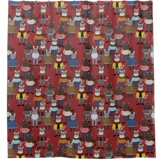 Cat Cat Pattern Douchegordijn (Voorkant)