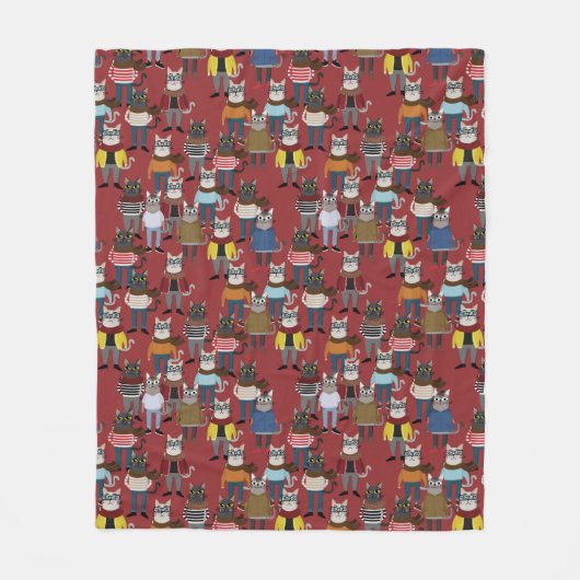Cat Cat Pattern Fleece Deken (Voorkant)