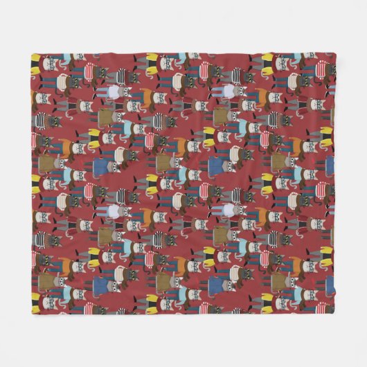 Cat Cat Pattern Fleece Deken (Voorkant (Horizontaal))