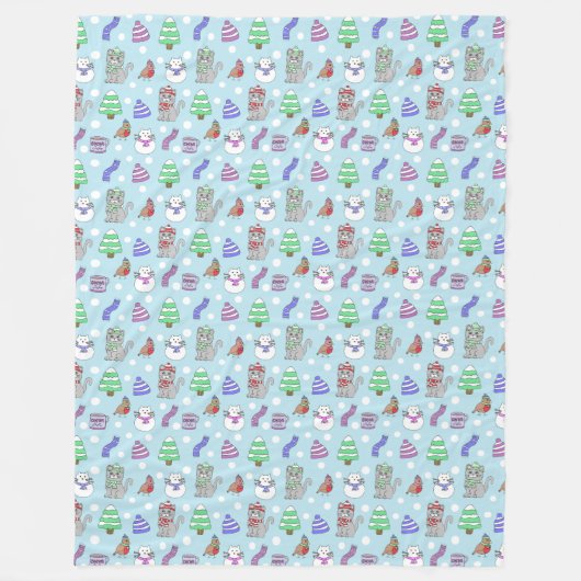 Cat Cat Pattern Fleece Deken (Voorkant)