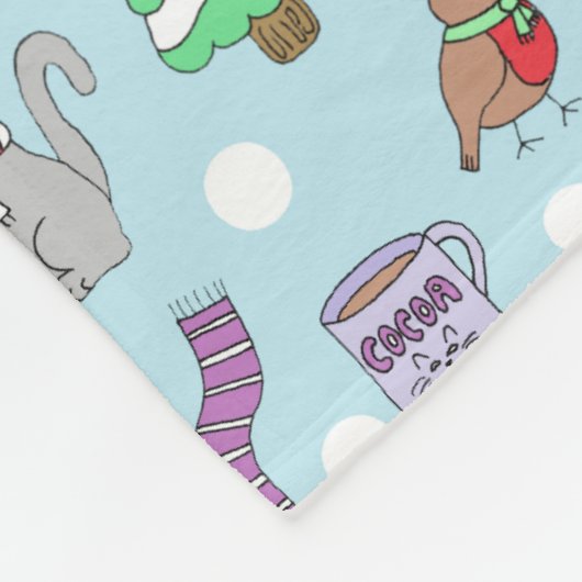 Cat Cat Pattern Fleece Deken (Hoek)