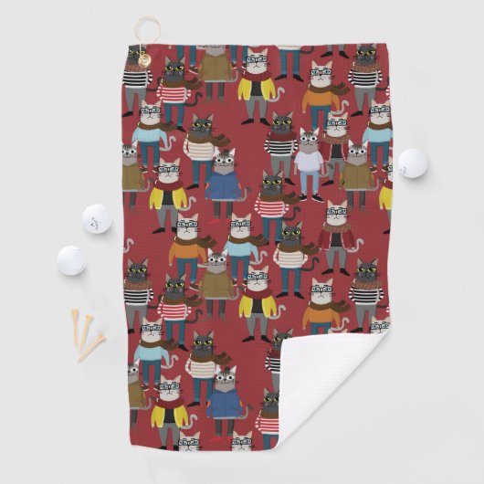 Cat Cat Pattern Golfhanddoek (Insitu)