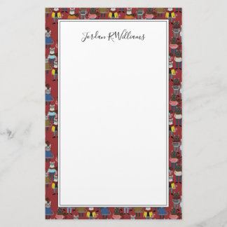 Cat Cat Pattern | Jouw namen toevoegen Briefpapier