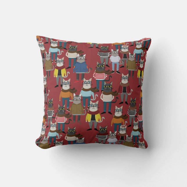 Cat Cat Pattern Kussen (Voorkant)