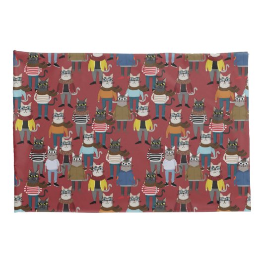 Cat Cat Pattern Kussensloop (Achterkant-Rechts)