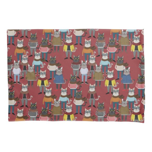 Cat Cat Pattern Kussensloop (Voorkant-Links)