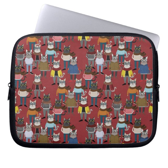 Cat Cat Pattern Laptop Sleeve (Voorkant)