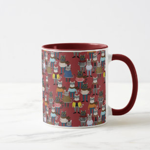 Cat Cat Pattern Mok