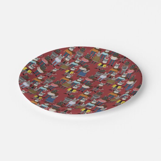 Cat Cat Pattern Papieren Bordje (Gekanteld)