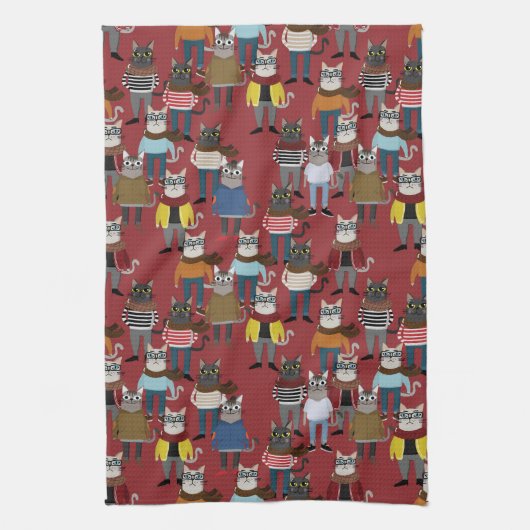 Cat Cat Pattern Theedoek (Verticaal)
