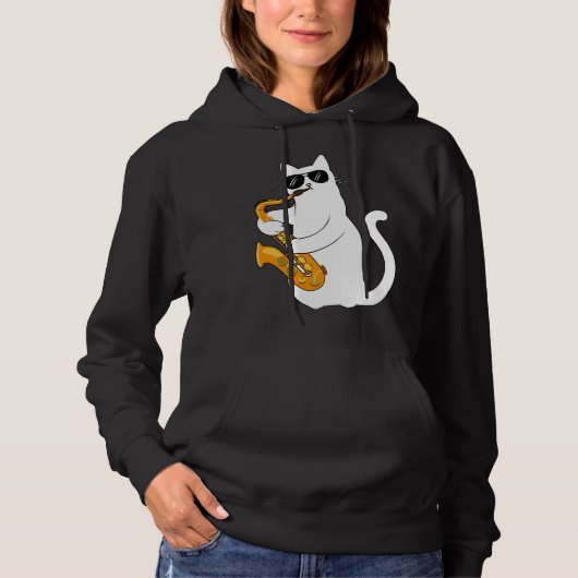 Cat  Cat Saxophone Tee  Cat Sax Hoodie (Voorkant)