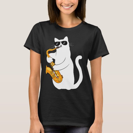 Cat  Cat Saxophone Tee  Cat Sax T-shirt (Voorkant)