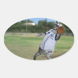 Cat Catcher in het Outfield! Ovale Sticker