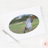 Cat Catcher in het Outfield! Ovale Sticker (Envelop)