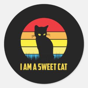 Cat Cats Cat Lover Kitten Retro Gift Idee Ronde Sticker