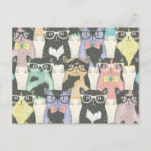 Cat Cats Cats Cute Pattern Briefkaart