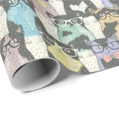 Cat Cats Cats Cute Pattern Cadeaupapier (Rol Hoek)