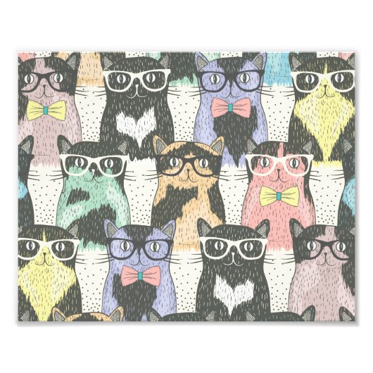Cat Cats Cats Cute Pattern Foto Afdruk (Voorkant)