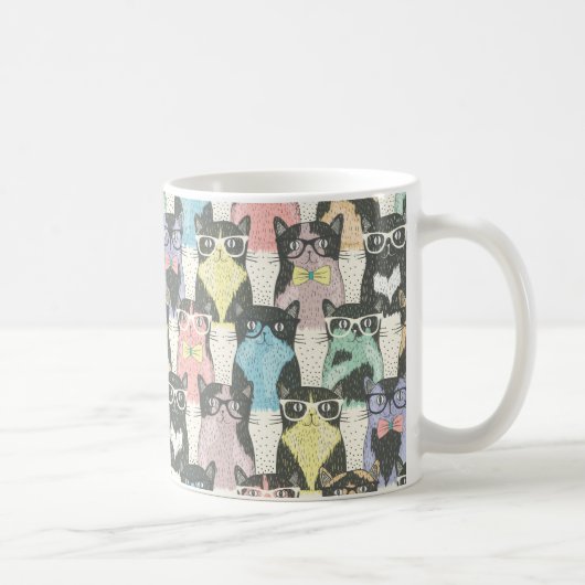 Cat Cats Cats Cute Pattern Koffiemok (Rechts)
