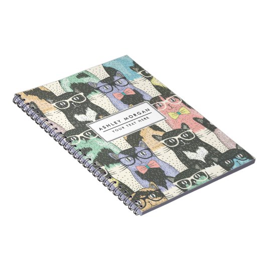 Cat Cats Cats Cute Pattern Notitieboek (Rechterzijde)