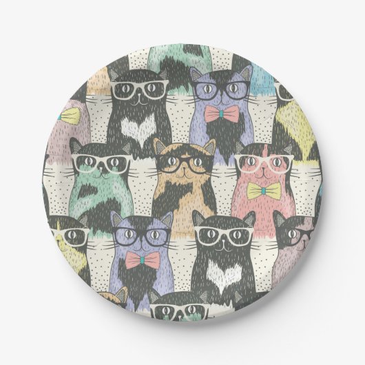 Cat Cats Cats Cute Pattern Papieren Bordje (Voorkant)