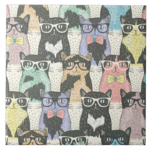 Cat Cats Cats Cute Pattern Tegeltje
