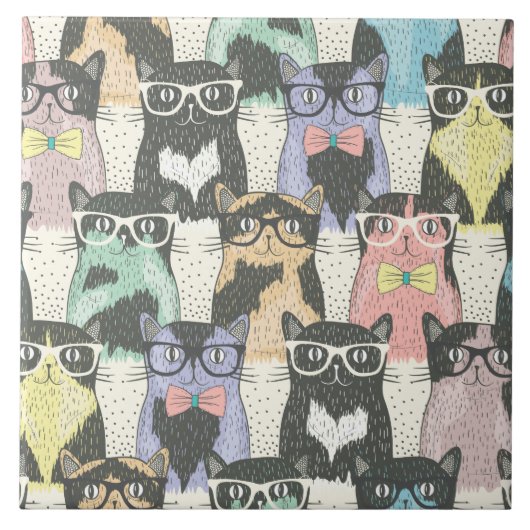 Cat Cats Cats Cute Pattern Tegeltje (Voorkant)