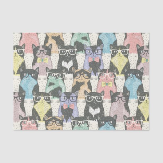 Cat Cats Cats Cute Pattern Tissuepapier (Voorkant)