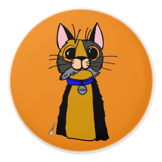 Cat Ceramic Knob. Keramische Knop (Voorkant)