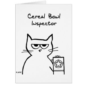 Cat, Cereal Bowl Inspecteur - Funny Cat Card