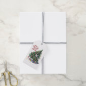 Cat Chaos kerstboom ontwerp Waterverf Cadeaulabel (Met Touw)