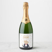 Cat Cheers to 2026 New Year Personalized Sparkling Wijnetiket (Voorkant)
