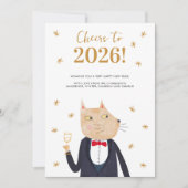 Cat Cheers to 2026 Personalized New Year Card (Voorkant)