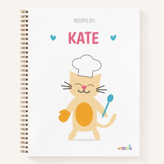 Cat Chef Personalized Kids Recipe Notitieboek (Voorkant)