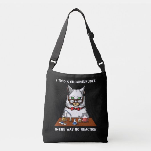 Cat Chemistry Teacher Funny No Reaction Joke Crossbody Tas (Voorkant)