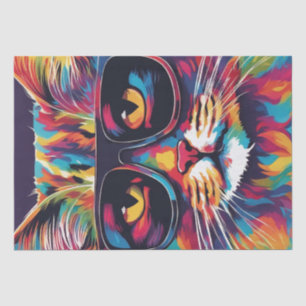 Cat Chic: Kleurrijke Pop Art Cat in zonnebril Deco Tissuepapier