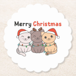 Cat Christmas Animals Cute Cats Merry Christmas Pa Kartonnen Onderzetters