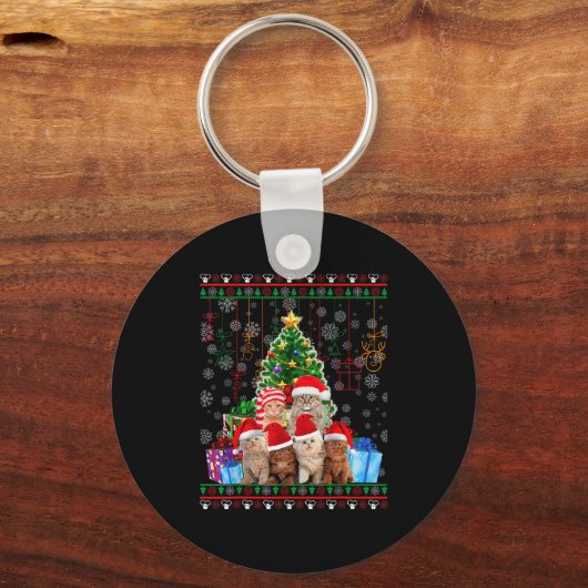 Cat Christmas Funny Ugly Women Men Merry Gift Sleutelhanger (Voorkant)