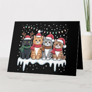 Cat Christmas Light Rendier Santa Cat Lover Kaart