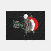Cat Christmas Lights Bored Cat Santa Hat Funny Cat Fleece Deken (Voorkant (Horizontaal))