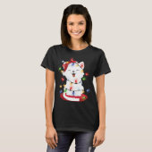Cat Christmas Lights kat Portretsneeuw T-shirt (Voorkant volledig)