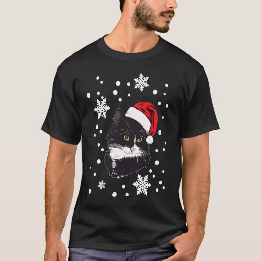 cat christmas snow  idea winter snowflake t-shirt (Voorkant)