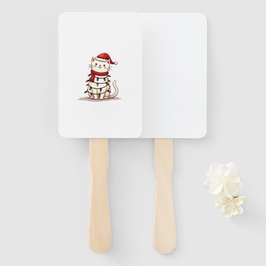 Cat Christmas Tree Christmas (1) Handwaaier (Voorkant en achterkant)