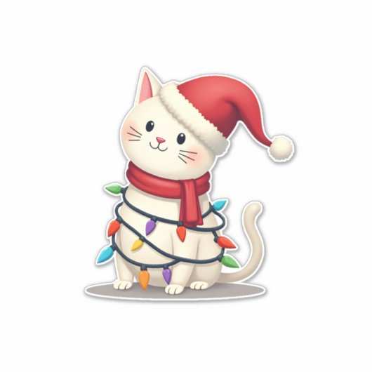 Cat Christmas Tree Christmas (2) Sticker (Voorkant)