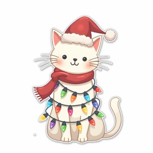 Cat Christmas Tree Christmas (3) Sticker (Voorkant)