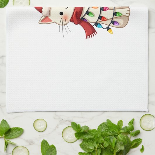 Cat Christmas Tree Christmas (3) Theedoek (Gevouwen)