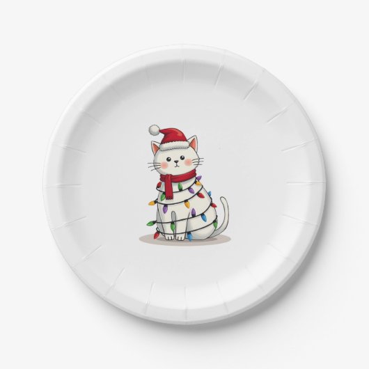 Cat Christmas Tree Christmas (4) Papieren Bordje (Voorkant)